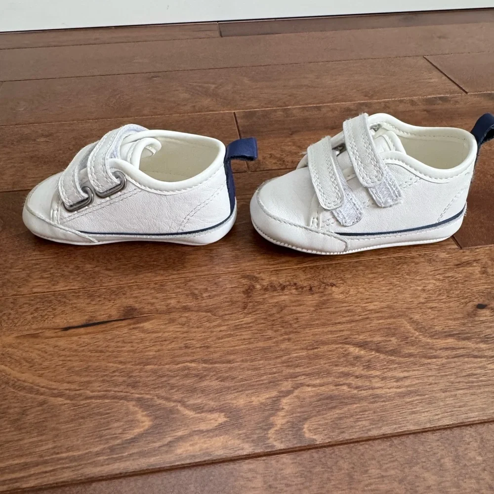 Janie and Jack Baby White Leather Velcro Shoes 3–6 Months - Picture 2 of 7